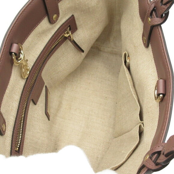Gucci Tote Bag Canvas Leather Beige Brown Natural - Picture 5 of 10